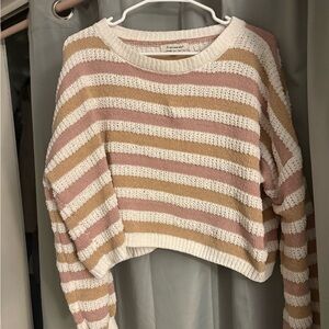 Francesca's Collections Pink and Tan Striped Sweater
